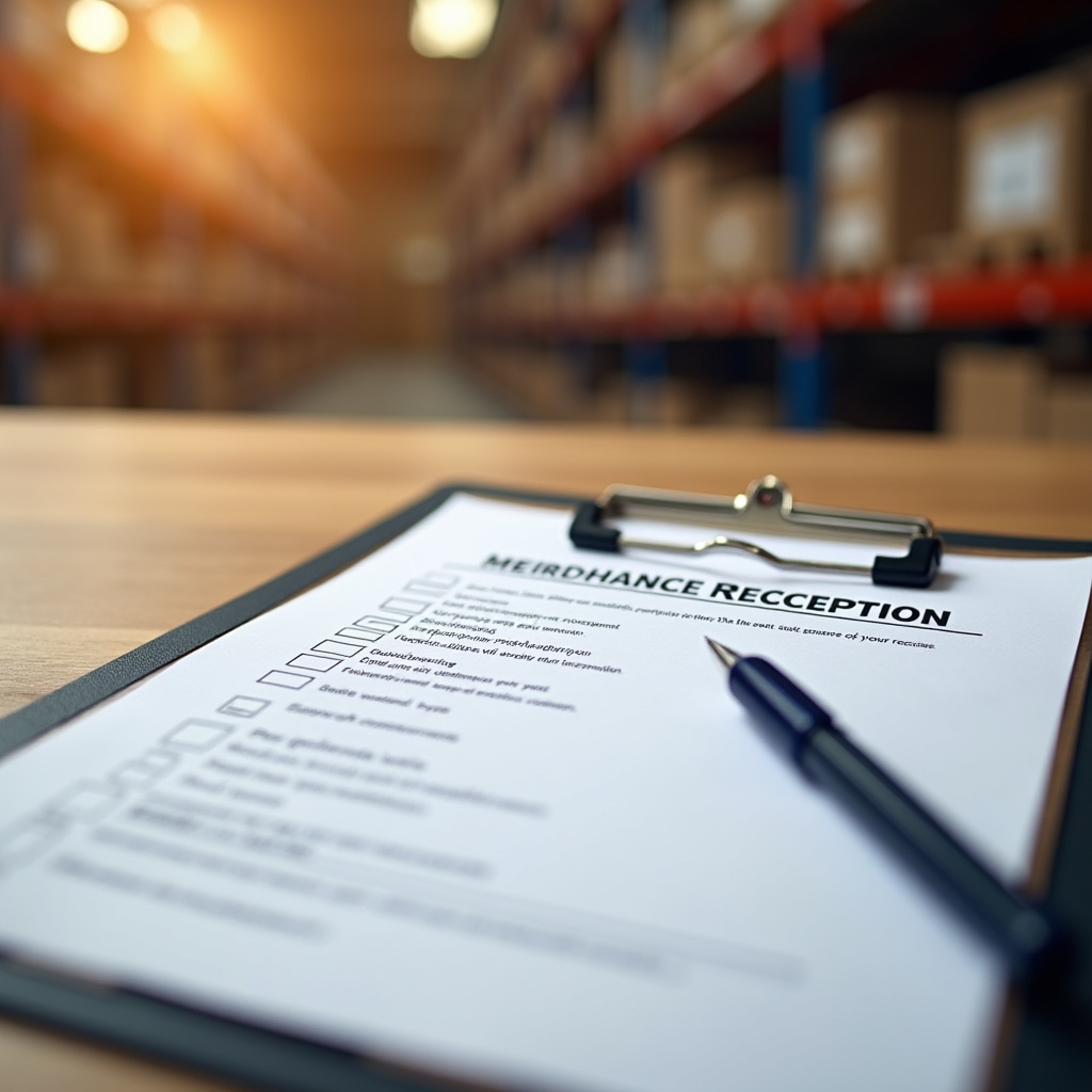 Stock reception protocol document on clipboard